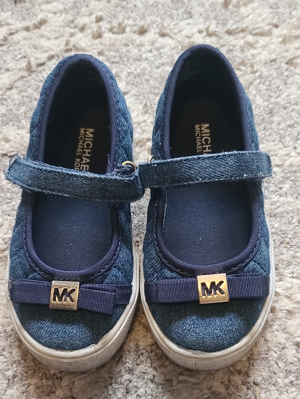 2 for $25 - Michael Kors Girls Toddler 8 Blue Jean Shoes with Velcro Straps